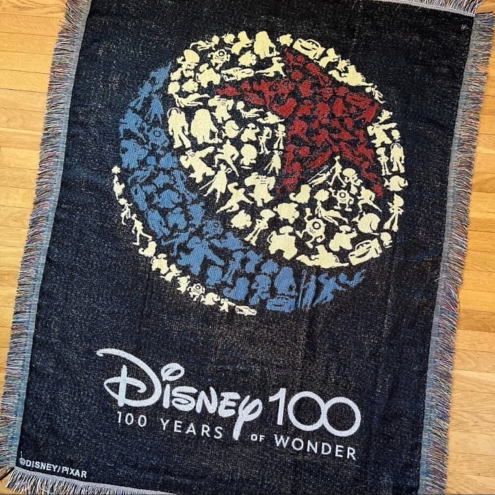 DISNEY 100 Anniversary woven Throw Blanket NEW in Package Pixar collectible rare
